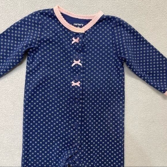 Carter’s One Piece Outfit navy blue pink cotton girls Size 3 Months - Picture 8 of 9